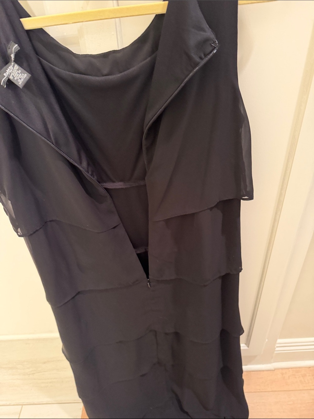 R&M Richards Black Beaded Neckline Layered Maxi Dress - Picture 4 of 10